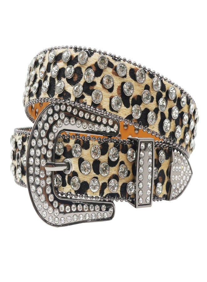 EVERBLTING Rhinestone Belt Leopard Print Bling Belts Men Women Leopard Rhinestone Belt Western Cowgirl BB Belts Y2k 115 - Image 1